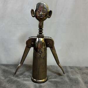 Pierre the Sommelier Chrome Wine Bottle Opener Corkscrew Aldo Colombo 1980s VTG